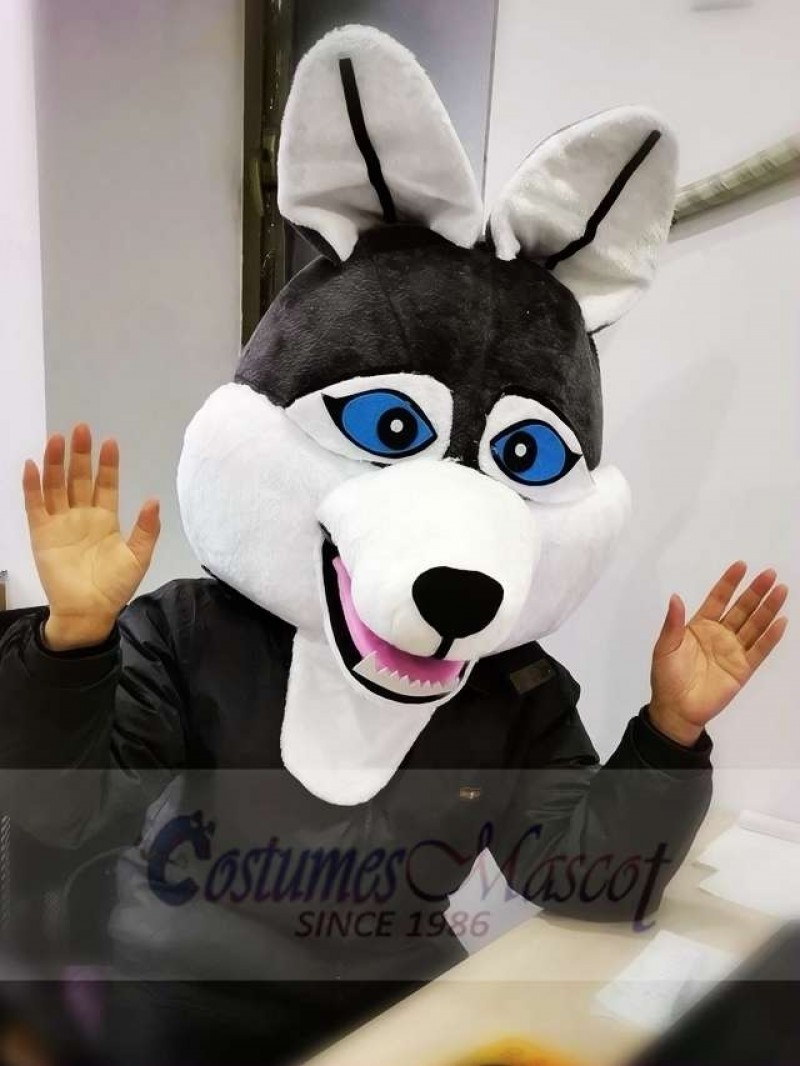 Dark Gray Wolf Mascot Head ONLY Animal