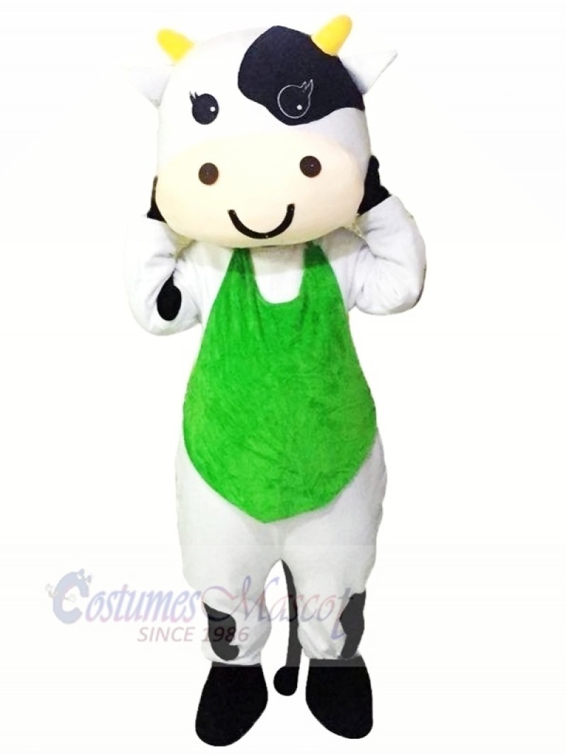 Milk Cow with Green Vest Mascot Costumes Cheap	