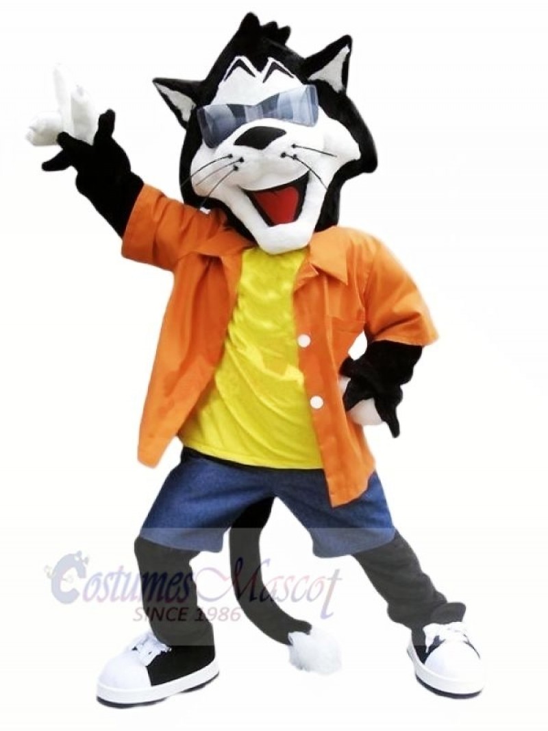 Fashion Cat with Glasses Mascot Costumes Cartoon	