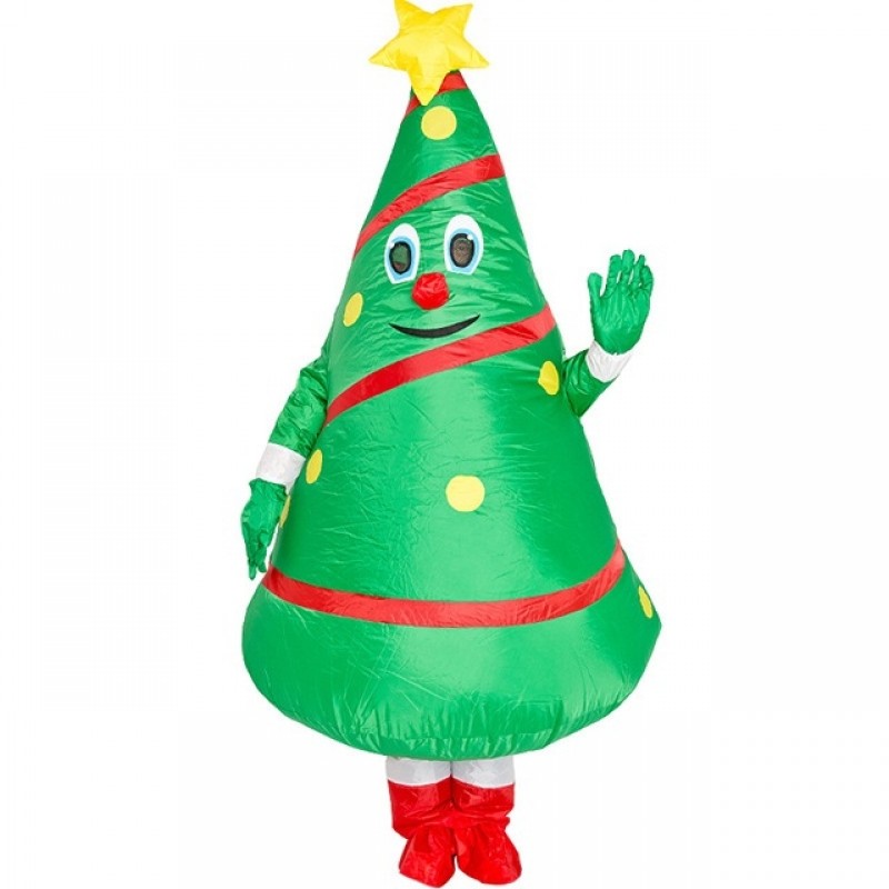 Christmas Tree Inflatable Costume Adults Blow Up Suit Halloween Party Cosplay Mascot