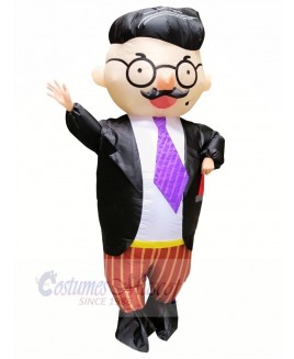 Handsome Boss with Glasses Inflatable Mascot Costumes Cartoon