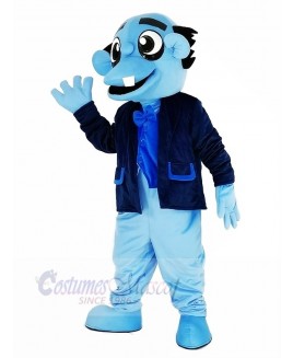 Blue Ghost with Black Coat Mascot Costume