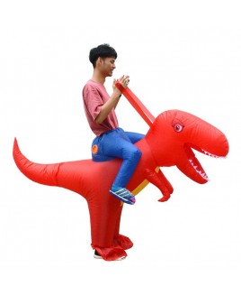 Red Dinosaur with Big Head Carry me Ride on Inflatable Costume Halloween Christmas for Adult/Kid