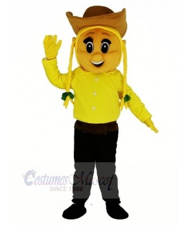 Cowgirl with Yellow Coat Mascot Costume People