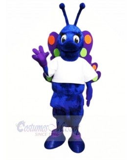 Blue Butterfly with White T-shirt Mascot Costumes Animal