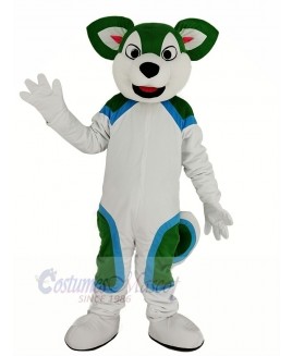 Green and White Husky Dog Fursuit Mascot Costume Animal