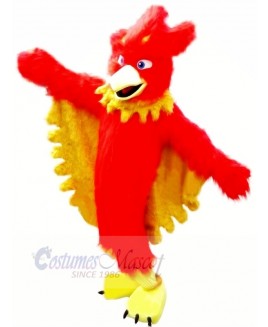 Red Phoenix with Long Fur Mascot Costumes Cartoon