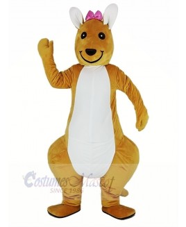 Pink Bowknot Kangaroo Mascot Costume Animal