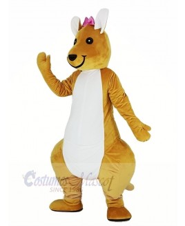 Pink Bowknot Kangaroo Mascot Costume Animal