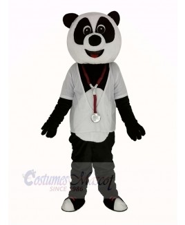 Doctor Panda with White Shirt Mascot Costume