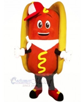 Happy Hot Dog Mascot Costume Cartoon