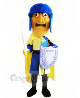 Funny Soldier with Yellow Cape Mascot Costume People