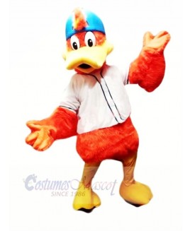 Orange Duck with White T-shirt Mascot Costume Cartoon 