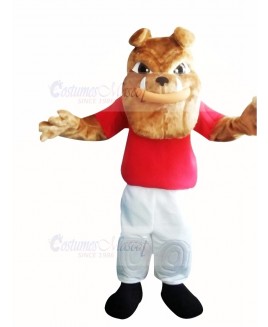 Bulldog with Red T-shirt Mascot Costume Cartoon
