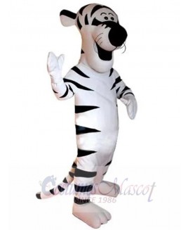 White and Black Tiger Mascot Costume Cartoon