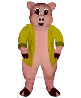 Big Pig with Jacket Mascot Costume