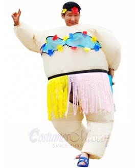 Hawaiian Dance Hula Skirt Inflatable Halloween Christmas Costumes for Adults