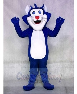 Blue Fat Cat Mascot Costume