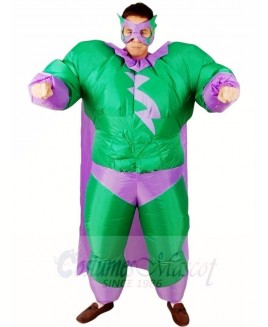 Fat Superman Green Superhero Inflatable Halloween Xmas Costumes for Adults