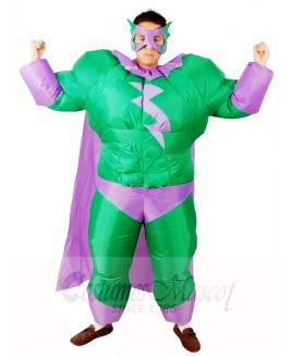 Fat Superman Green Superhero Inflatable Halloween Xmas Costumes for Adults