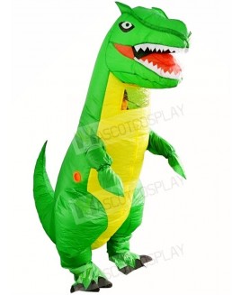 Green Tyrannosaurus T-REX Skull Dinosaur Inflatable Halloween Christmas Costumes for Adults