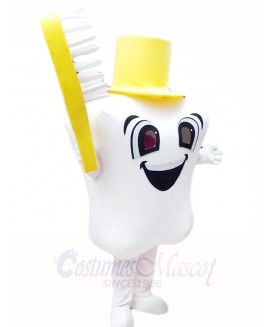 Yellow Hat Tooth with Toothbrush for Dentist Clinic Mascot Costumes 