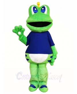 Frog Mascot Costumes in Blue Shirt 