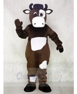 Brown and White Cow Mascot Costume