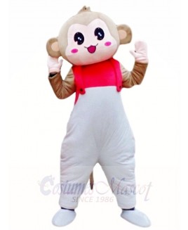 Monkey in White Overalls Mascot Costumes Animal 