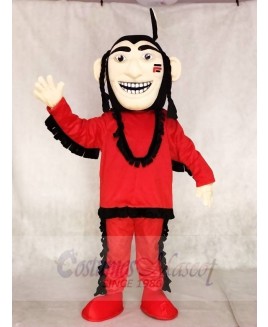 Red Brave Indian Mascot Costume People