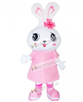 Big Head Pink Rabbit Eater Bunny Mascot Costume