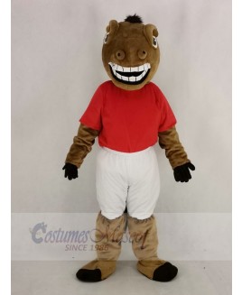 New Central's Buddy Broncho Horse in Red Jersey Mascot Costume