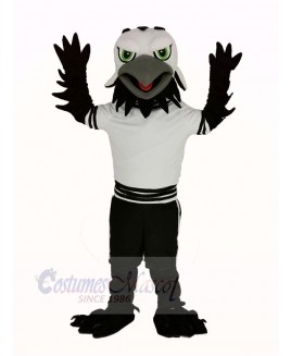 Black Eagle Falcon with Green Eyes Mascot Costume