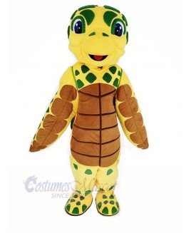 Brown and Yellow Sea Turtle Mascot Costume Animal