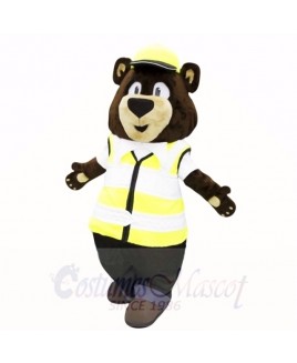 Sunny Bear with Yellow Hat Mascot Costumes Adult