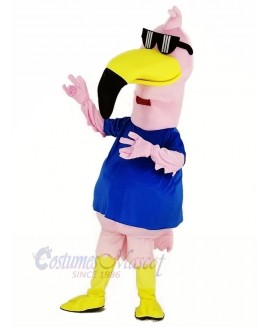 Pink Flamingo Bird with Sunglasses Mascot Costume Animal