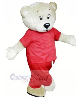 White Bear with Red Suit Mascot Costumes	