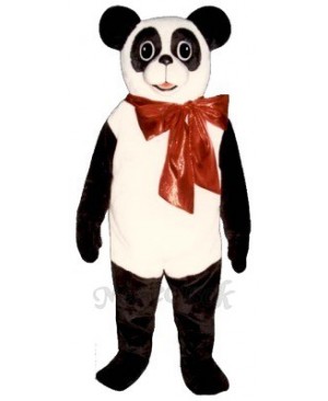 Cute Christmas Panda with Bow Mascot Costume