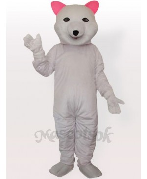 Pink Ear Polar Bear Adult Mascot Costume