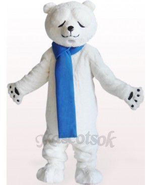 Polar Bear With Narrowed Eyes Plush Adult Mascot Costume