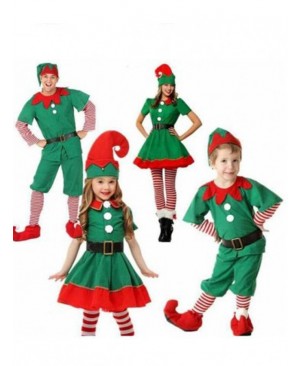 Christmas Elf Costumes kid Xmas cosplay Fancy dress Parent-child Suit Gift