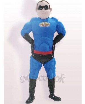 Blue Superman Cartoon Adult Mascot Costume