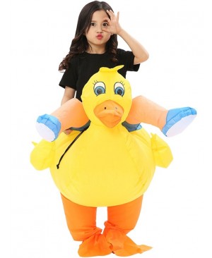 Yellow Duck with Eyelashes Carry me Ride on Inflatable Costume for Adult/Kid