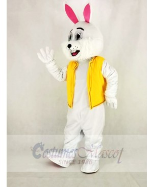 Easter Bunny Rabbit with Yellow Vest Mascot Costume Cartoon