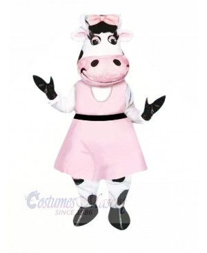 Beautiful Cow with Pink Dress Mascot Costumes Animal