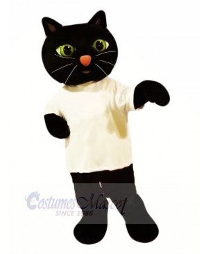 Black Cat with White T-shirt Mascot Costumes Animal