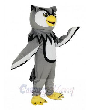 Gray Owl with Yellow Beak Mascot Costume Bird