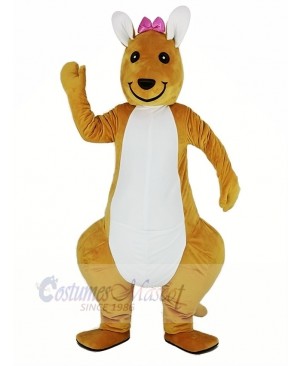 Pink Bowknot Kangaroo Mascot Costume Animal