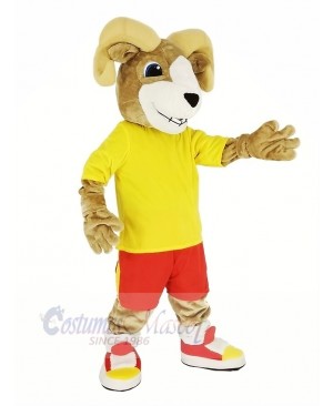 Sport Ram with Yellow T-shirt Mascot Costume