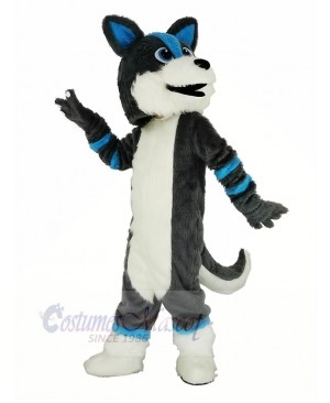 Cute Gray and Blue Husky Dog Fursuit Mascot Costume Cartoon